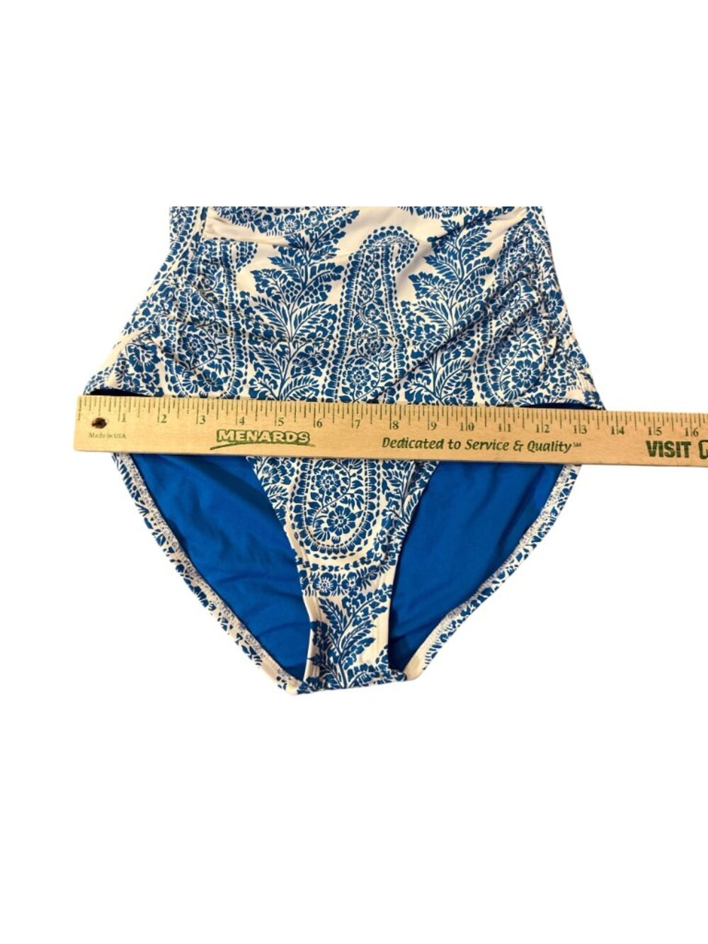 Tommy Bahama Womens 6 One Piece Swimsuit Blue White Paisley Halter Used - Picture 14 of 16